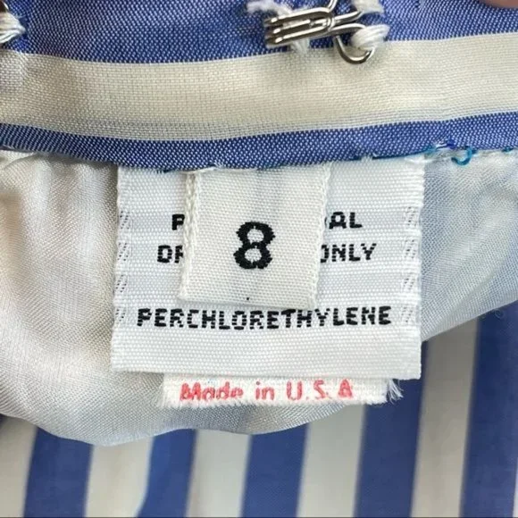 Vintage Bill Blass Blue and White Stripe Pencil Skirt Size 8 Made in USA - Picture 6 of 11
